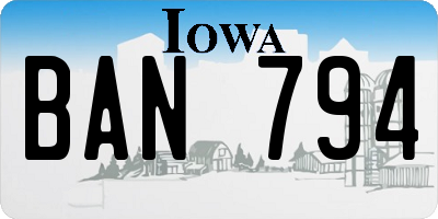 IA license plate BAN794