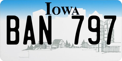 IA license plate BAN797
