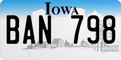 IA license plate BAN798