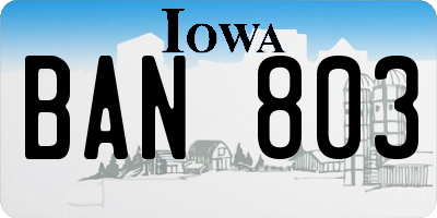 IA license plate BAN803