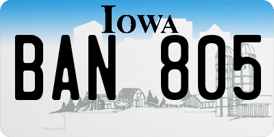 IA license plate BAN805