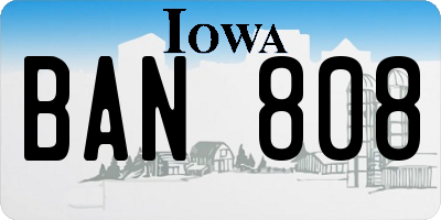IA license plate BAN808