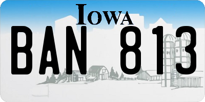 IA license plate BAN813