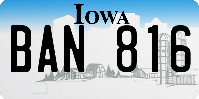 IA license plate BAN816