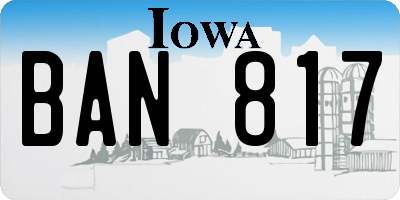 IA license plate BAN817