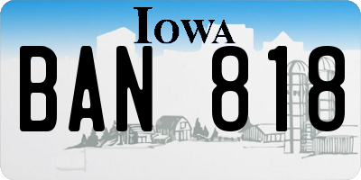 IA license plate BAN818