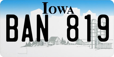 IA license plate BAN819