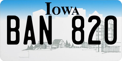 IA license plate BAN820