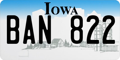 IA license plate BAN822