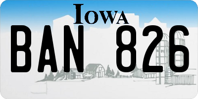 IA license plate BAN826