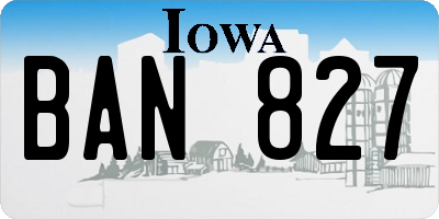 IA license plate BAN827