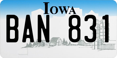 IA license plate BAN831