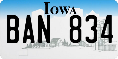IA license plate BAN834