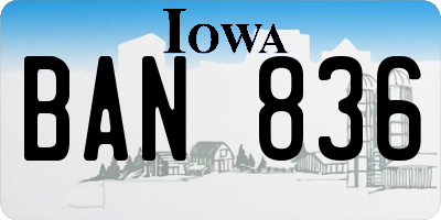 IA license plate BAN836