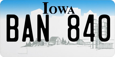 IA license plate BAN840