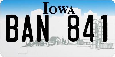 IA license plate BAN841