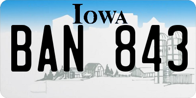 IA license plate BAN843