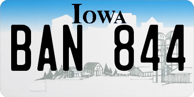 IA license plate BAN844