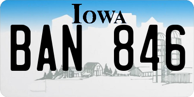 IA license plate BAN846