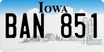 IA license plate BAN851