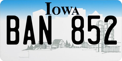 IA license plate BAN852