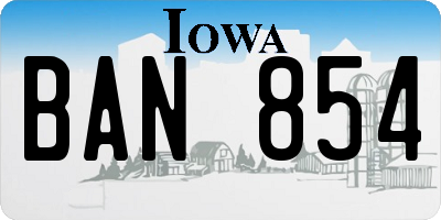 IA license plate BAN854