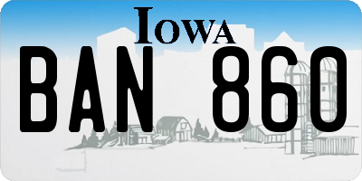 IA license plate BAN860