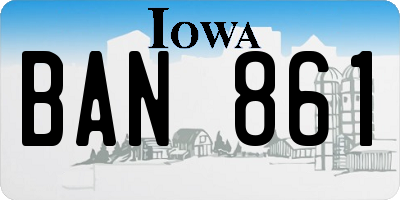 IA license plate BAN861