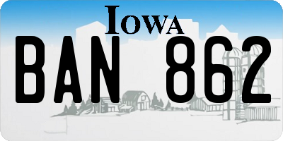 IA license plate BAN862