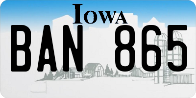 IA license plate BAN865