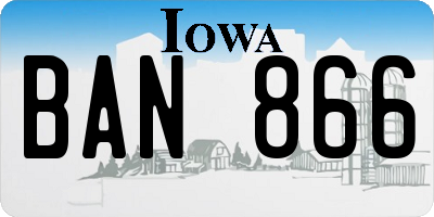 IA license plate BAN866