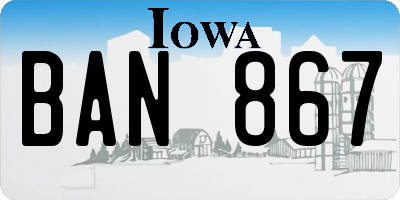 IA license plate BAN867