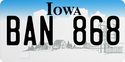 IA license plate BAN868