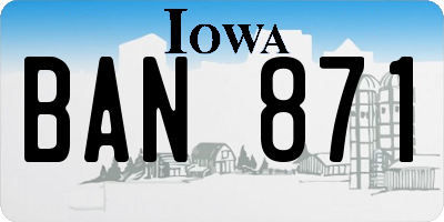 IA license plate BAN871