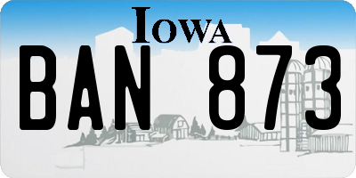 IA license plate BAN873
