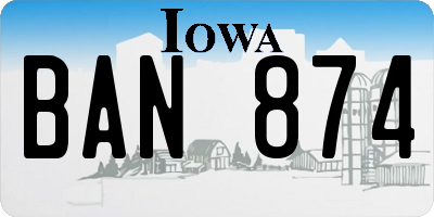 IA license plate BAN874