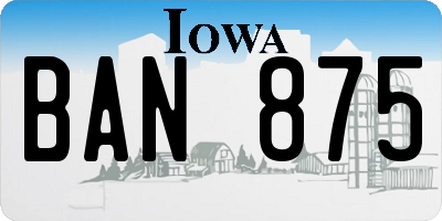 IA license plate BAN875