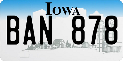 IA license plate BAN878