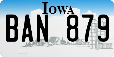 IA license plate BAN879