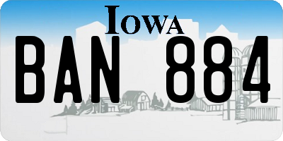 IA license plate BAN884