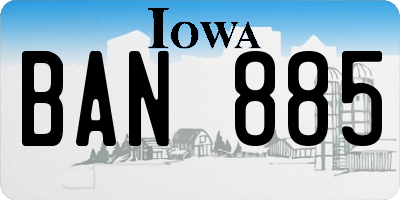 IA license plate BAN885