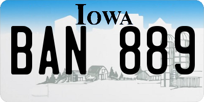 IA license plate BAN889