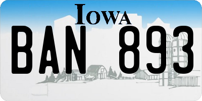 IA license plate BAN893