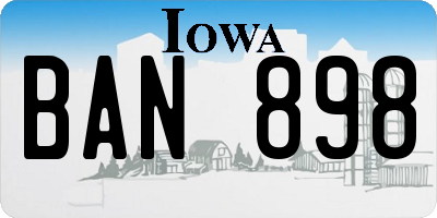 IA license plate BAN898