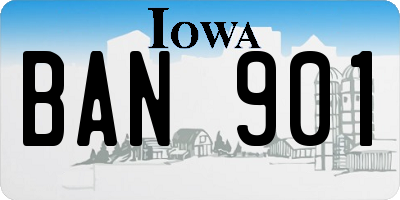 IA license plate BAN901