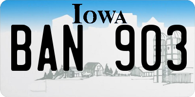 IA license plate BAN903