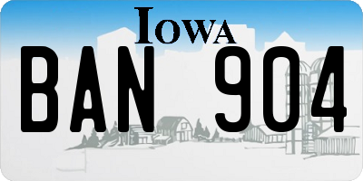 IA license plate BAN904