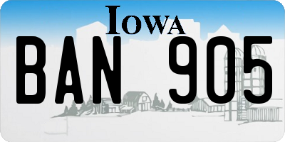 IA license plate BAN905