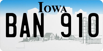 IA license plate BAN910