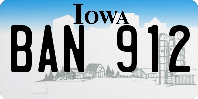 IA license plate BAN912
